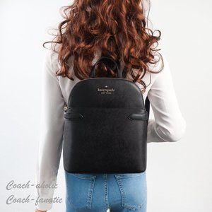 kate spade Black Saffiano Leather Dome Backpack with Gold Hardware Kate Spade New York staci saffiano leather dome backpack  main image 3
